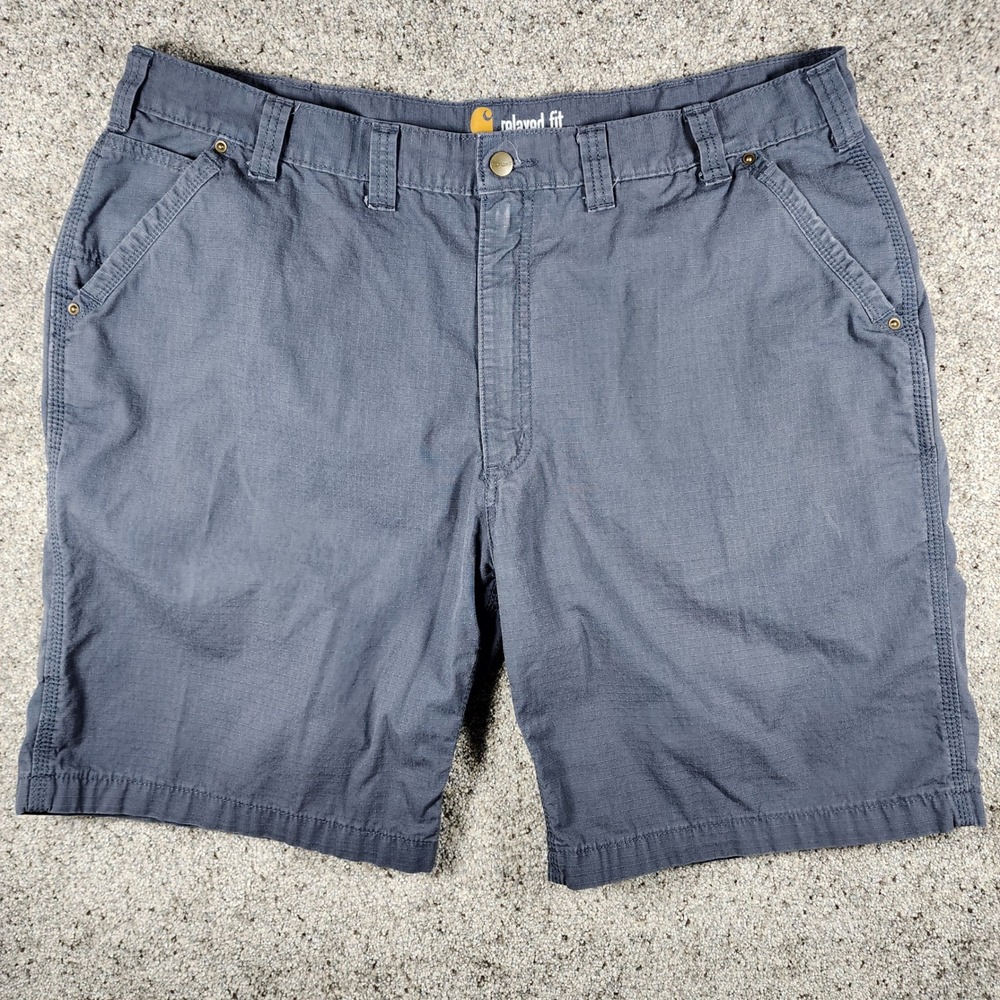 Carhartt Cargo Shorts Mens 44 Relaxed Fit Ripstop Blue Grey Workwear Excellent